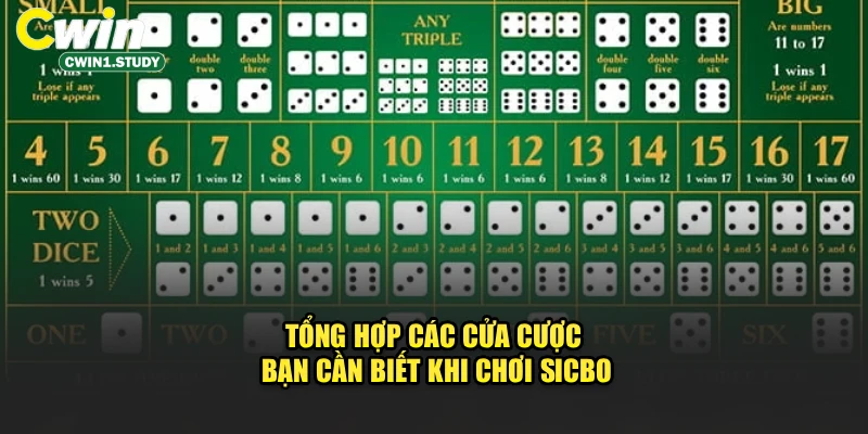 Tổng hợp các cửa cược bạn cần biết khi chơi Sicbo